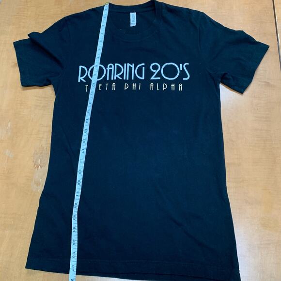 Roaring 20's Theta Phi Alpha Black & Gold V-Neck T-Shirt Short Sleeve Size Small - Picture 8 of 8